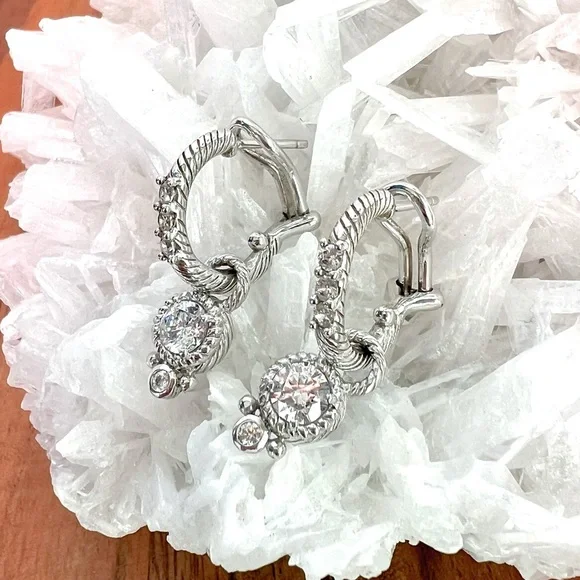 Judith Ripka Diamonique Hoop Earrings with removable Charm - Picture 3 of 10